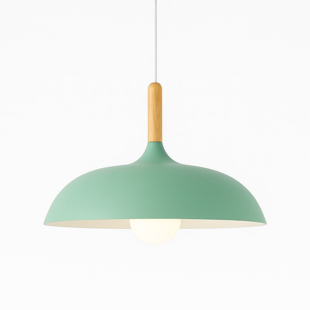Scandinavian Pendant Light Oak Metal Minimalist Design | Eronis