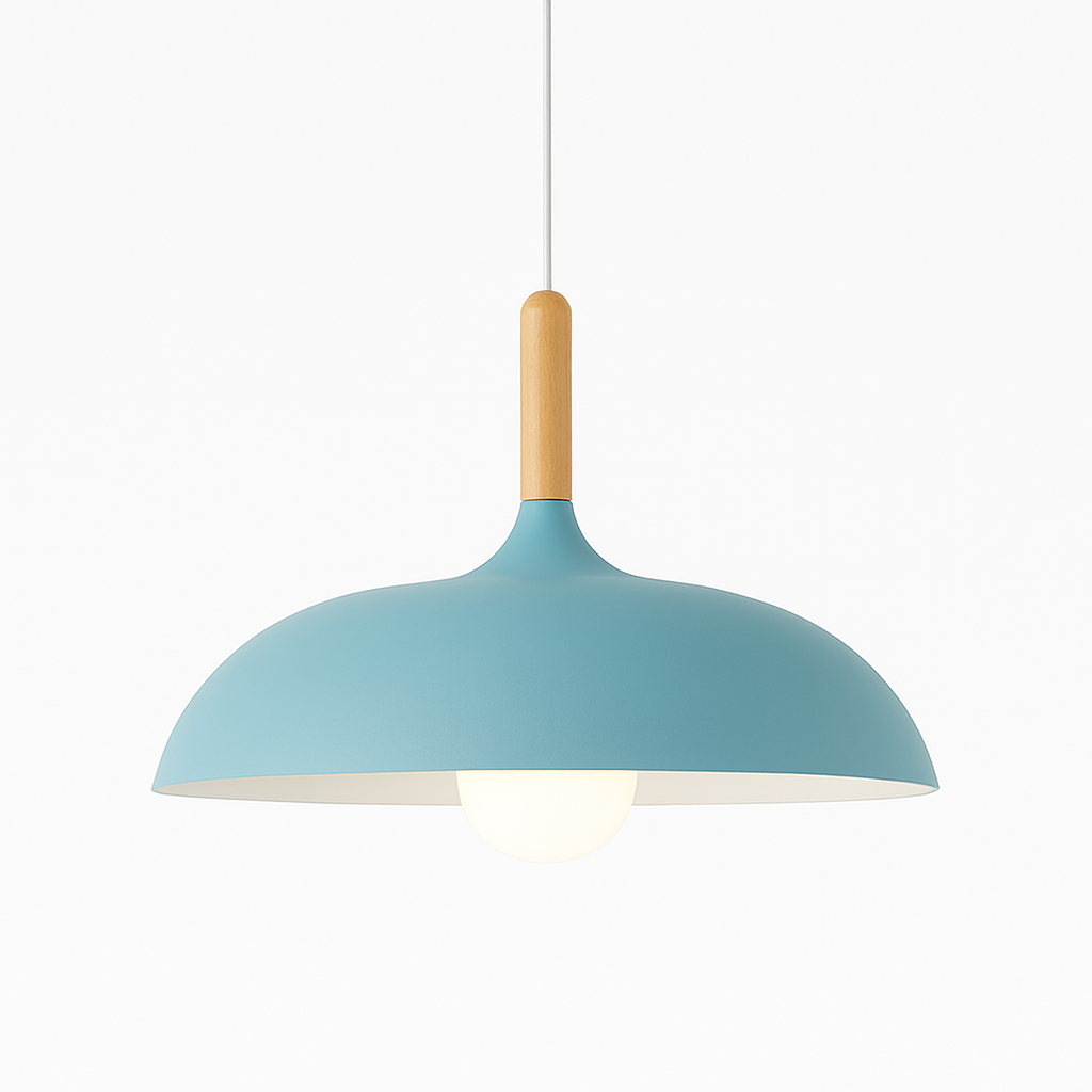 Scandinavian Pendant Light Oak Metal Minimalist Design | Eronis