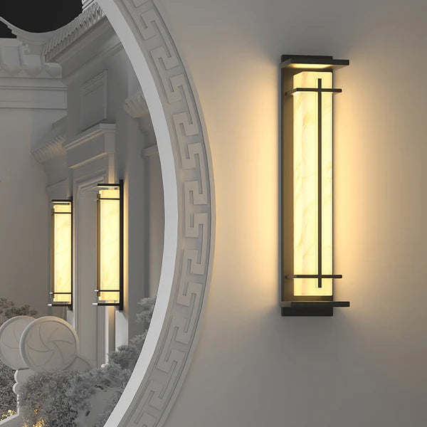 Stainless Steel Outdoor Wall Light Alabaster Look | Raylux