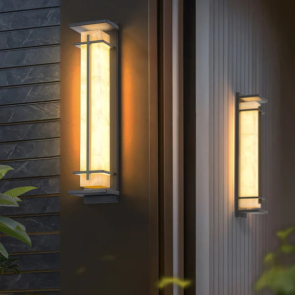 Stainless Steel Outdoor Wall Light Alabaster Look | Raylux
