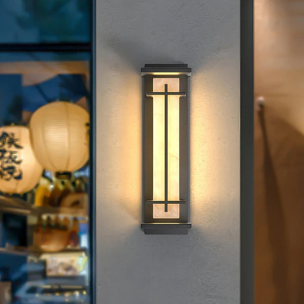 Stainless Steel Outdoor Wall Light Alabaster Look | Raylux