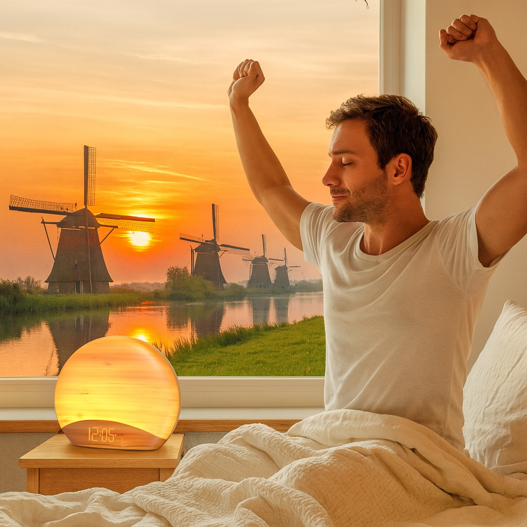 Sunrise Alarm Clock Wooden Wake Up Light Modern Design | Orenza
