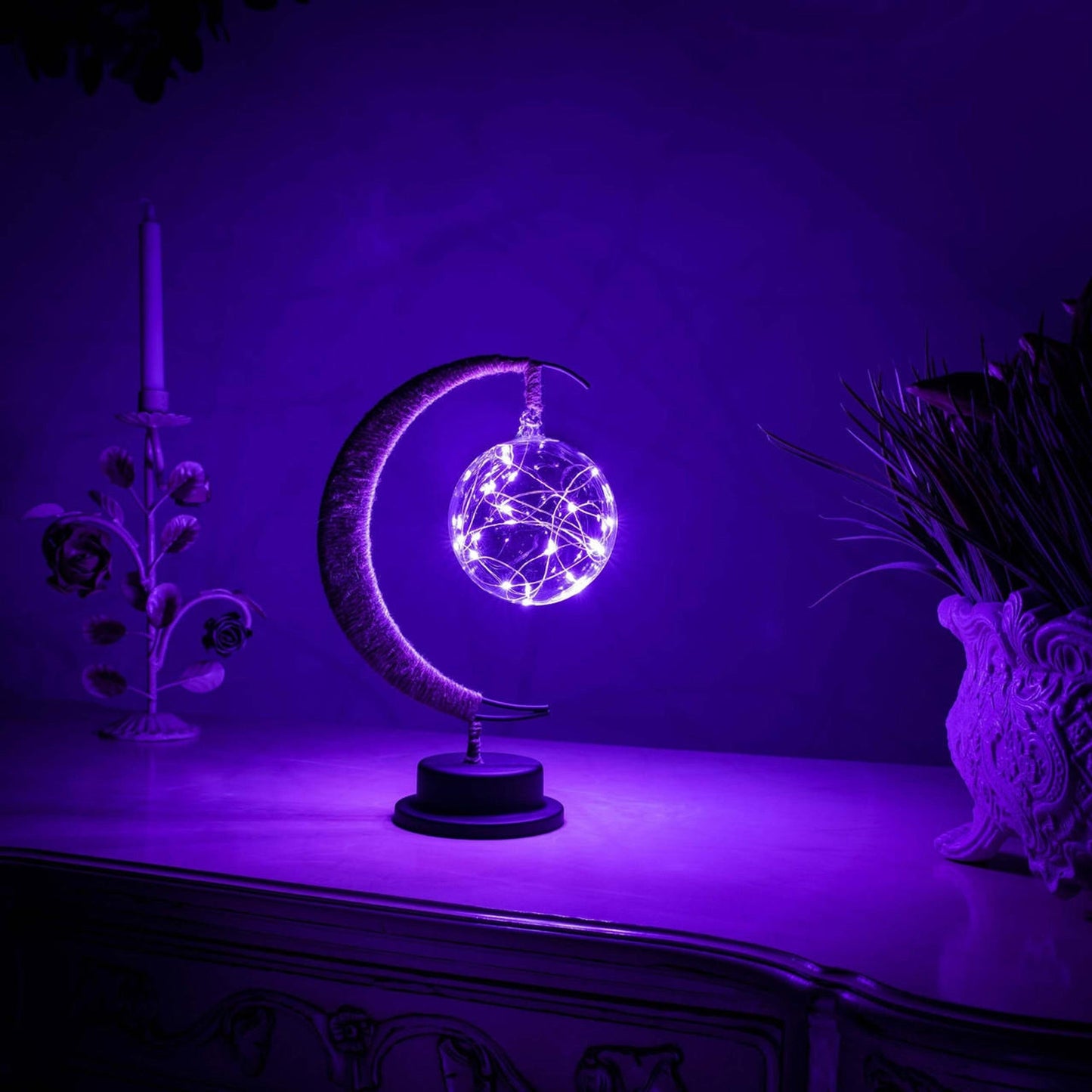 Table Lamp Crescent Moon with LED Sphere Design | Lunira