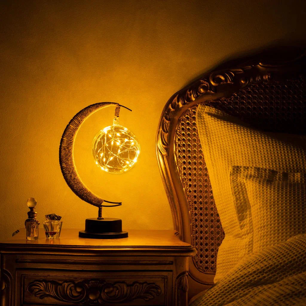 Table Lamp Crescent Moon with LED Sphere Design | Lunira