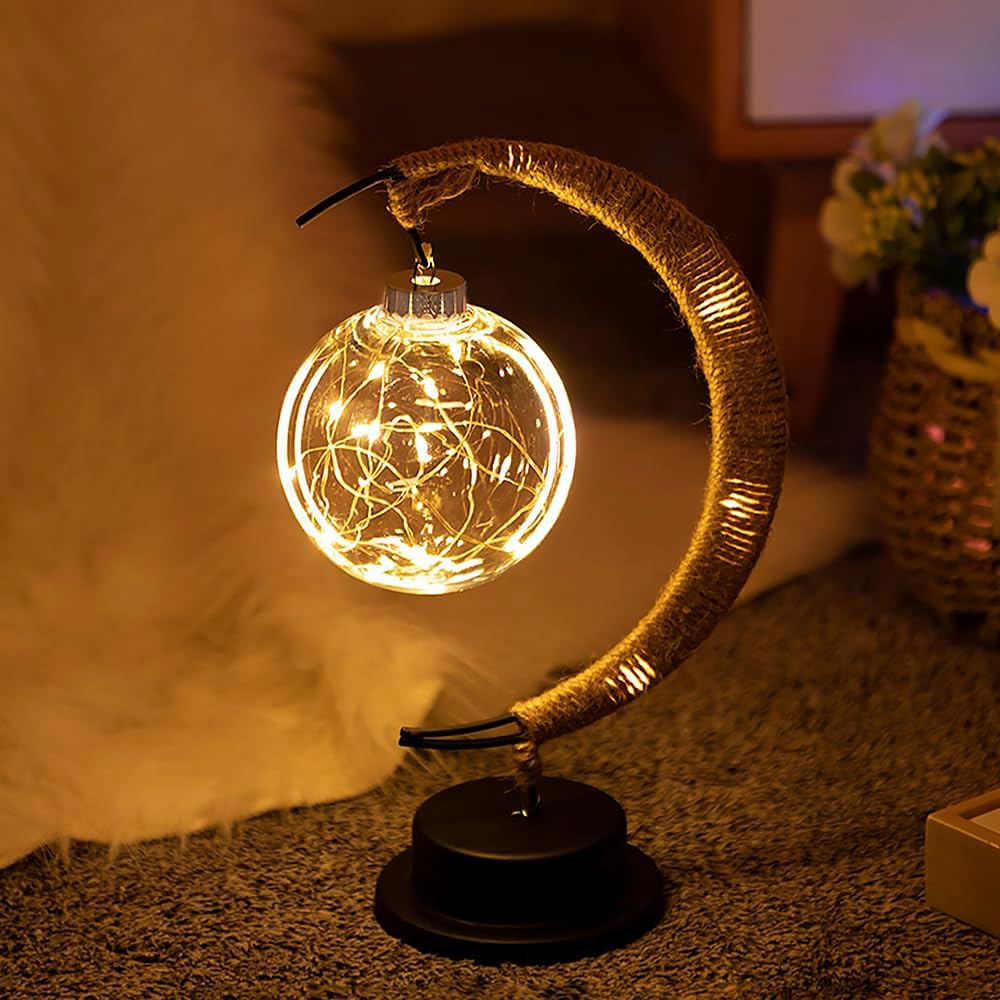 Table Lamp Crescent Moon with LED Sphere Design | Lunira