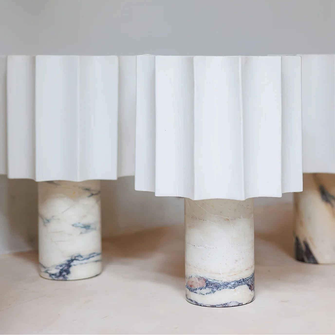 Table Lamp Marble Base with Fabric Shade Modern Style | Kanerio