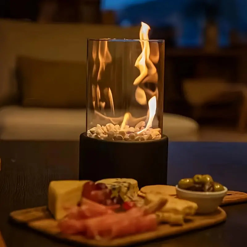Table Lamp Metal Flame Effect Modern Accent | Renlar