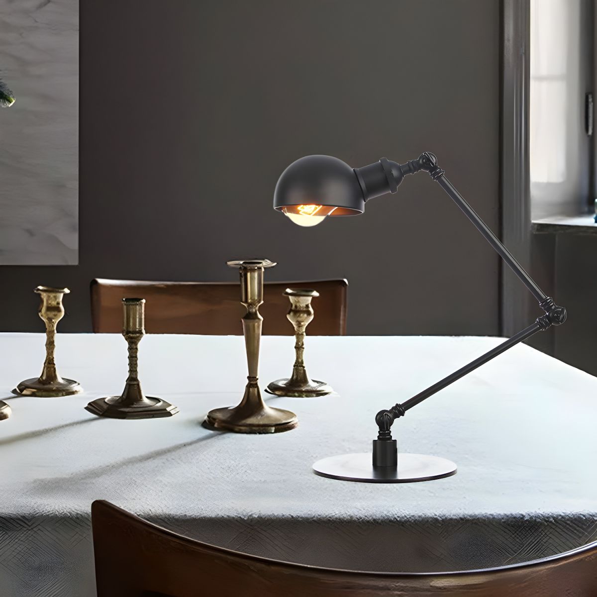Table Lamp with Adjustable Arm Retro Industrial Style | Savira
