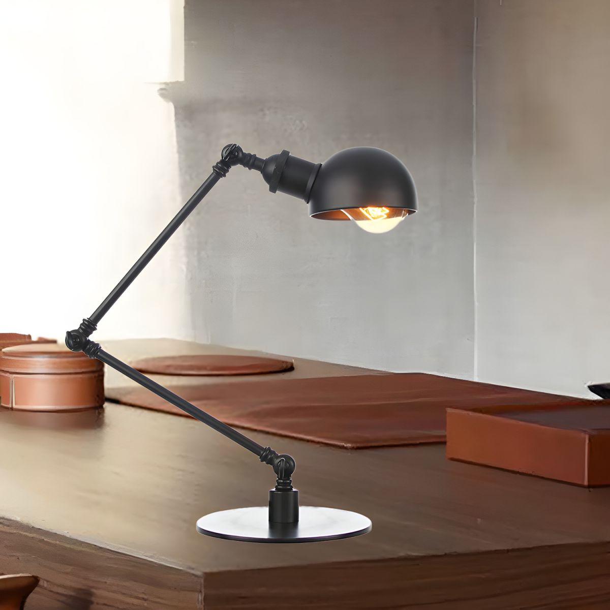 Table Lamp with Adjustable Arm Retro Industrial Style | Savira