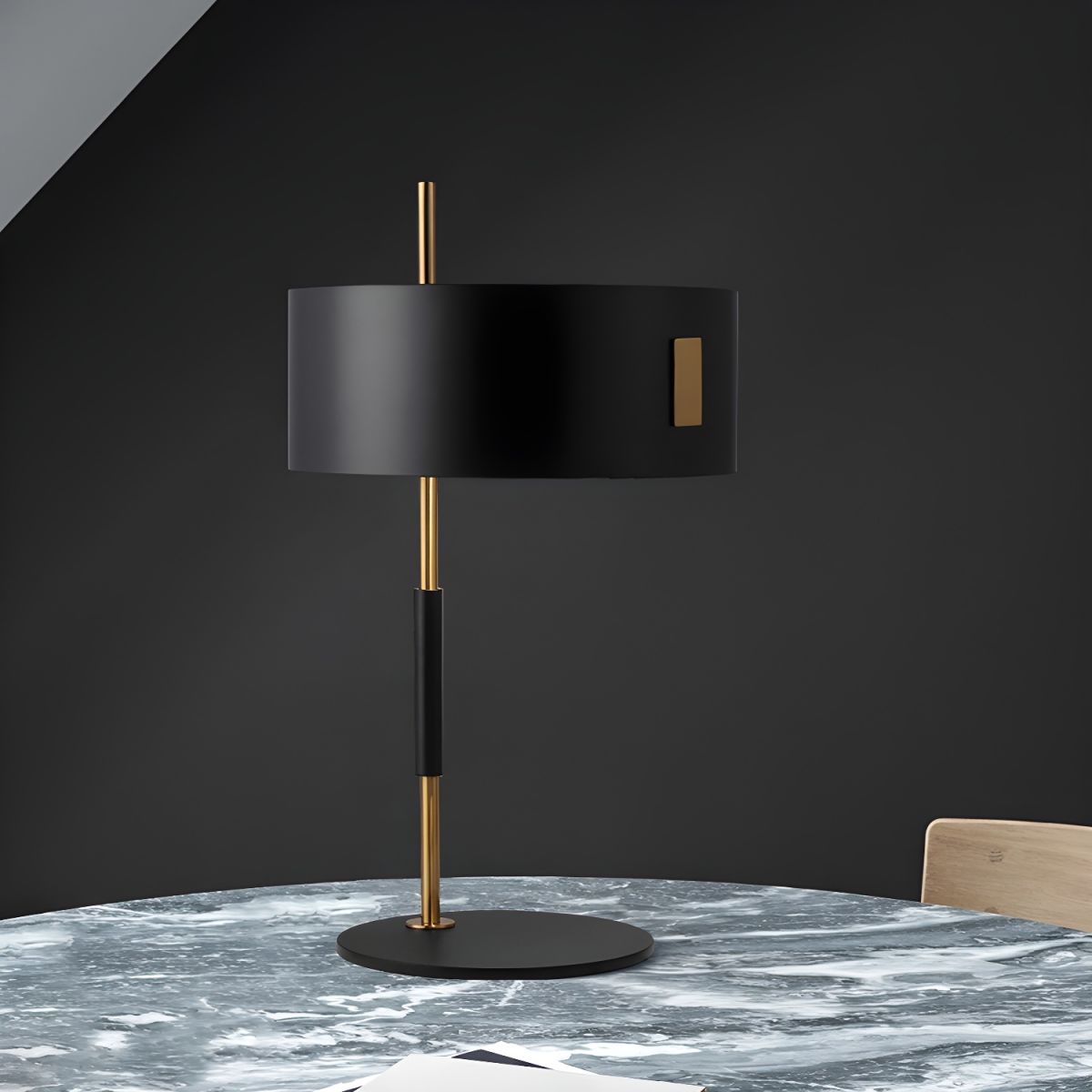 Table Lamp with Black Shade Minimalist Metal | Zavero