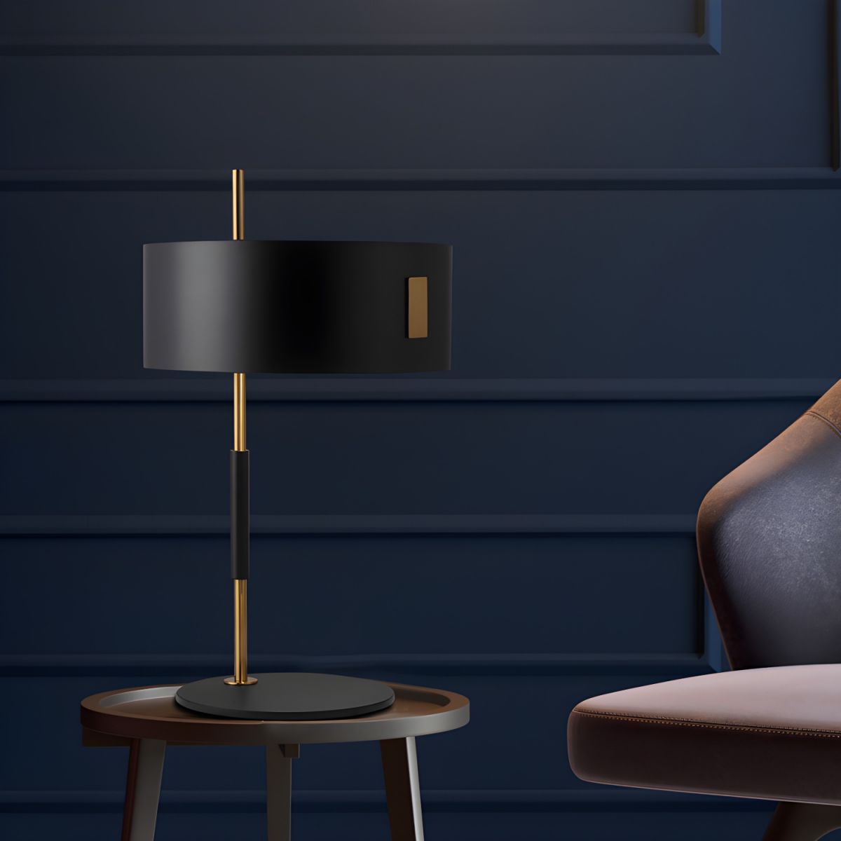 Table Lamp with Black Shade Minimalist Metal | Zavero