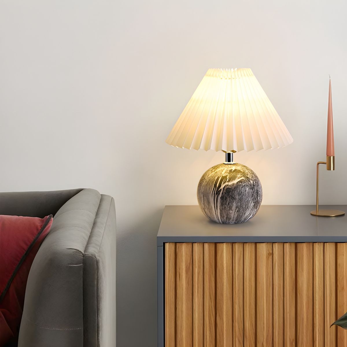 Table Lamp with Ceramic Base Cone Shade Modern | Corvila