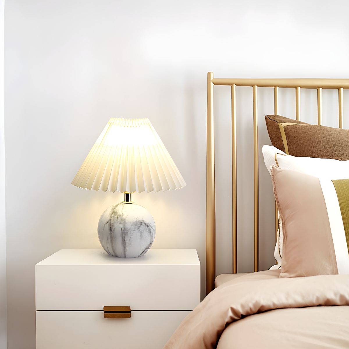Table Lamp with Ceramic Base Cone Shade Modern | Corvila