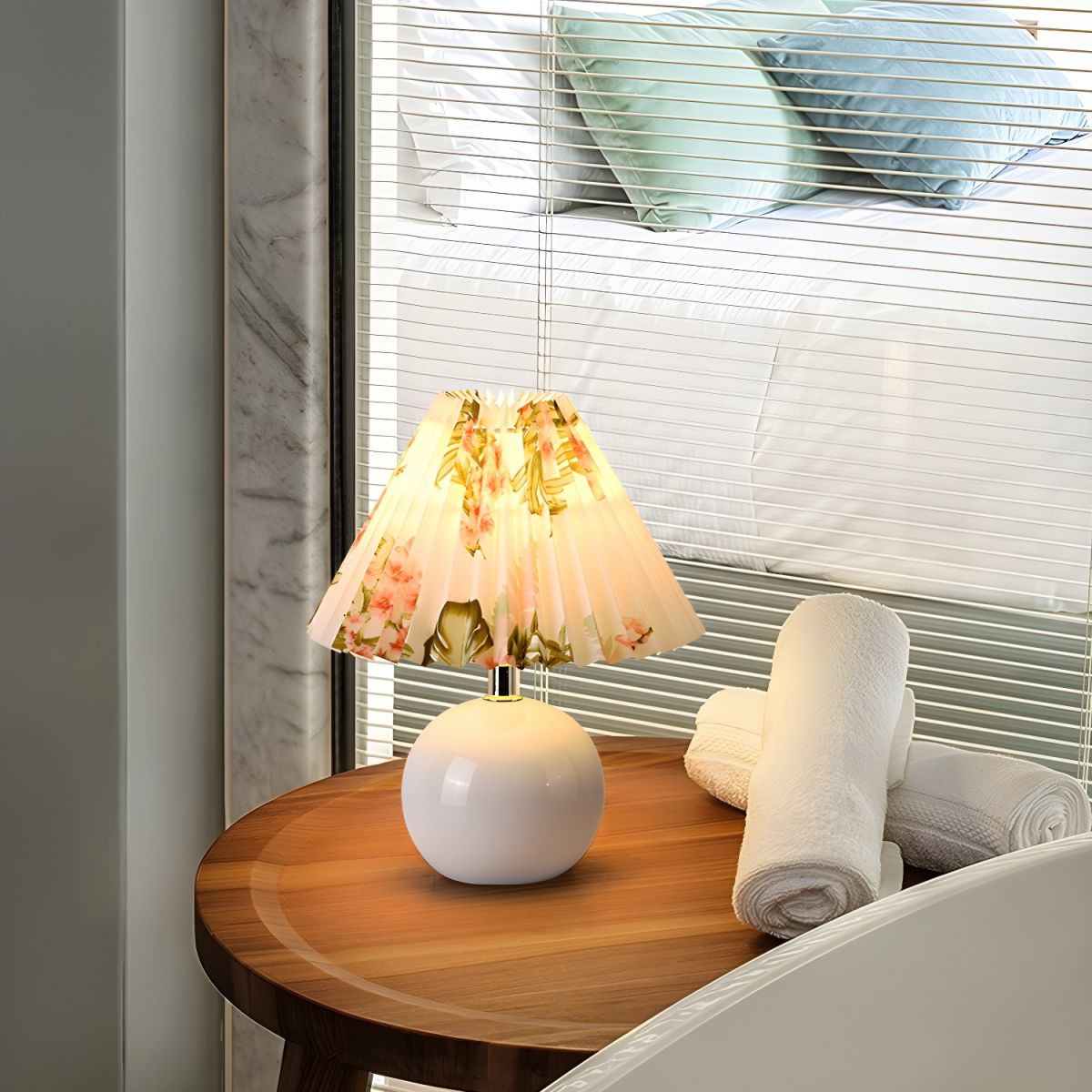 Table Lamp with Ceramic Base Cone Shade Modern | Corvila