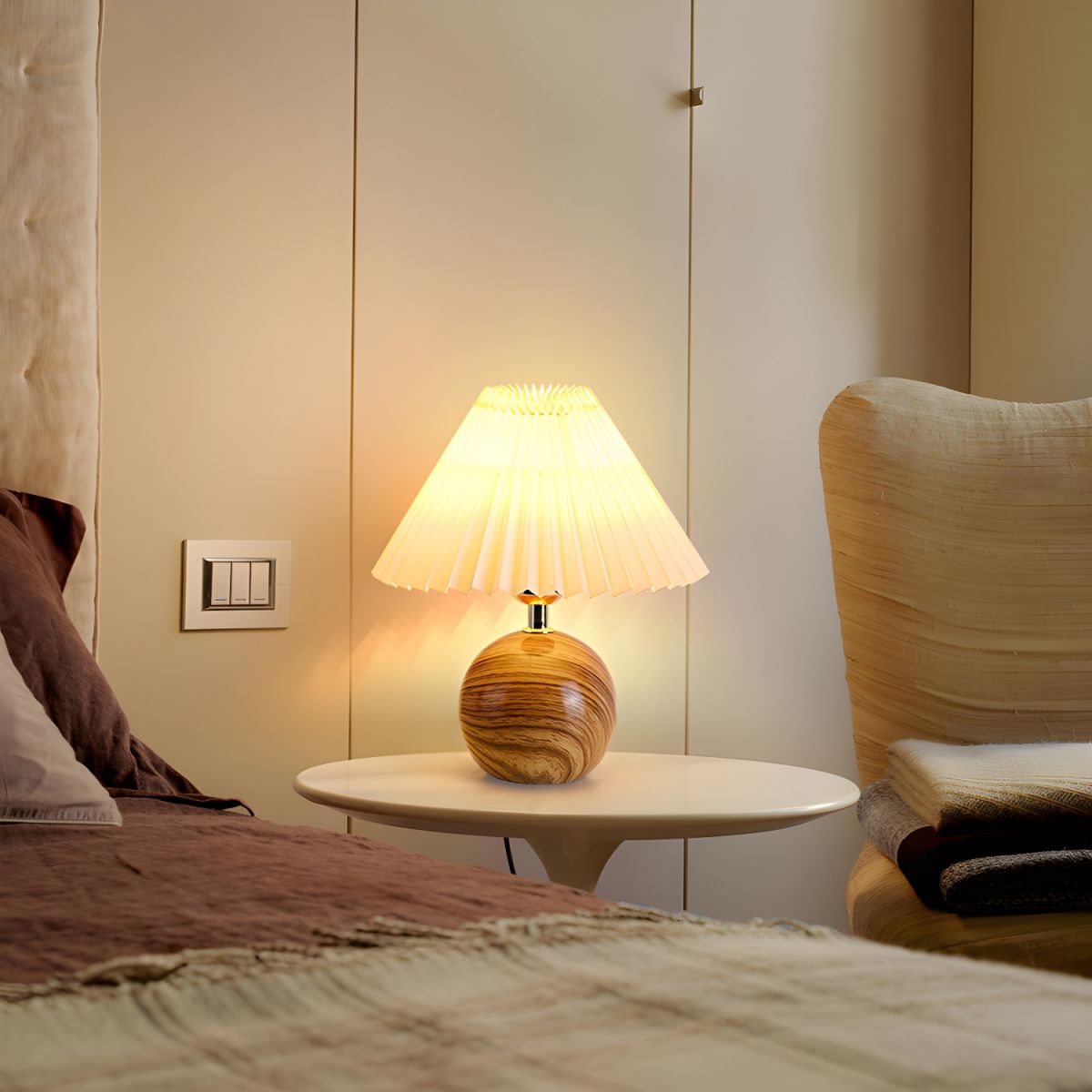 Table Lamp with Ceramic Base Cone Shade Modern | Corvila