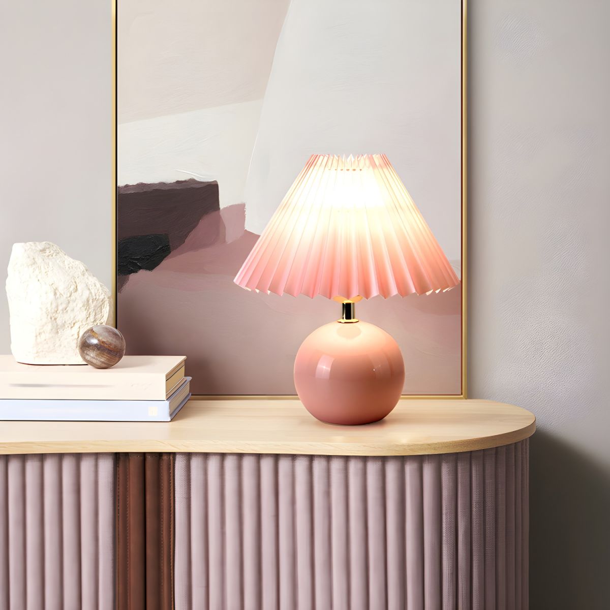 Table Lamp with Ceramic Base Cone Shade Modern | Corvila