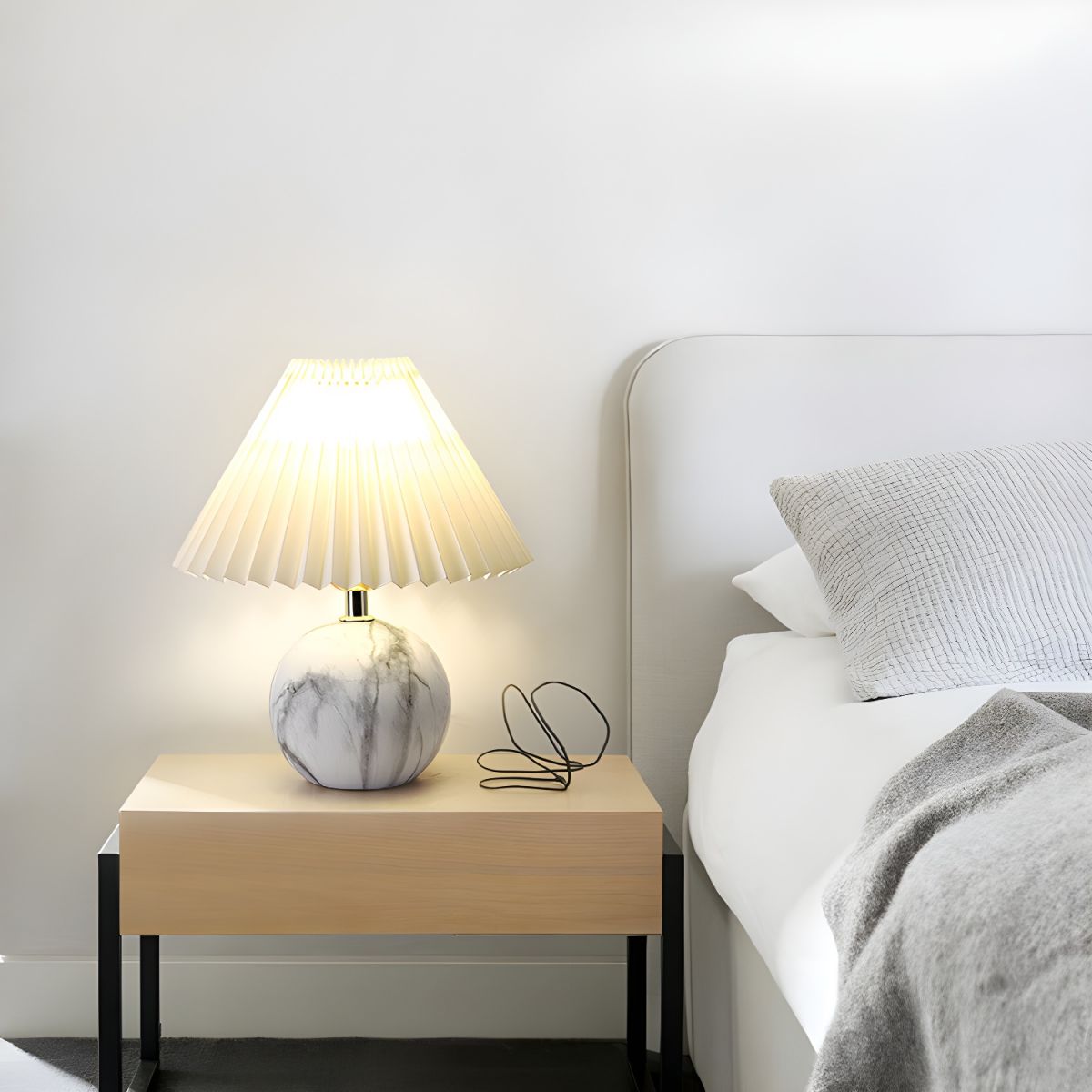 Table Lamp with Ceramic Base Cone Shade Modern | Corvila