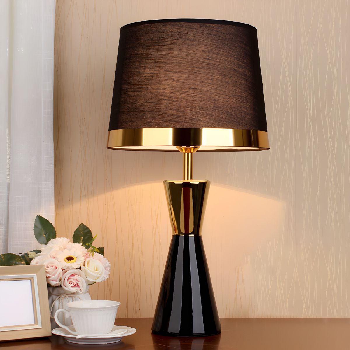 Table Lamp with Ceramic Base Modern Cone Shade | Averro
