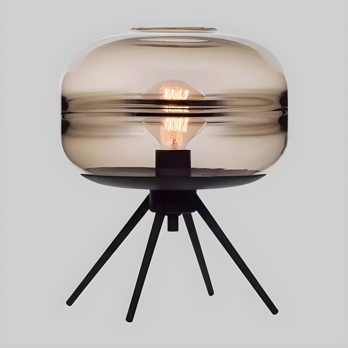 Table Lamp with Cognac Glass Drum Shade Nordic Style | Zerila