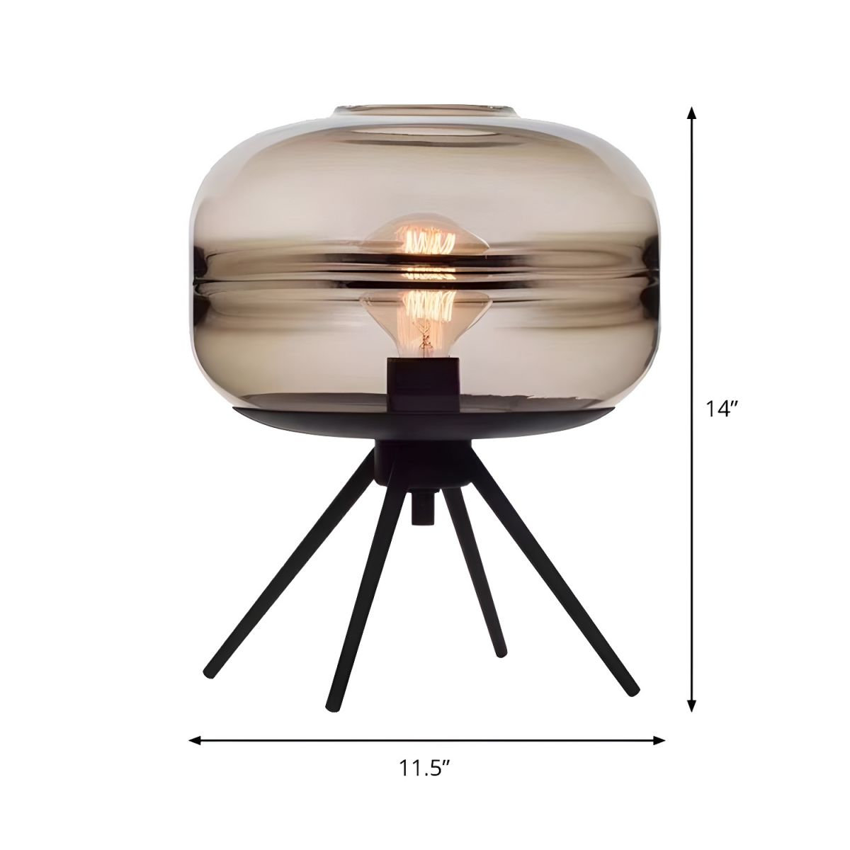 Table Lamp with Cognac Glass Drum Shade Nordic Style | Zerila