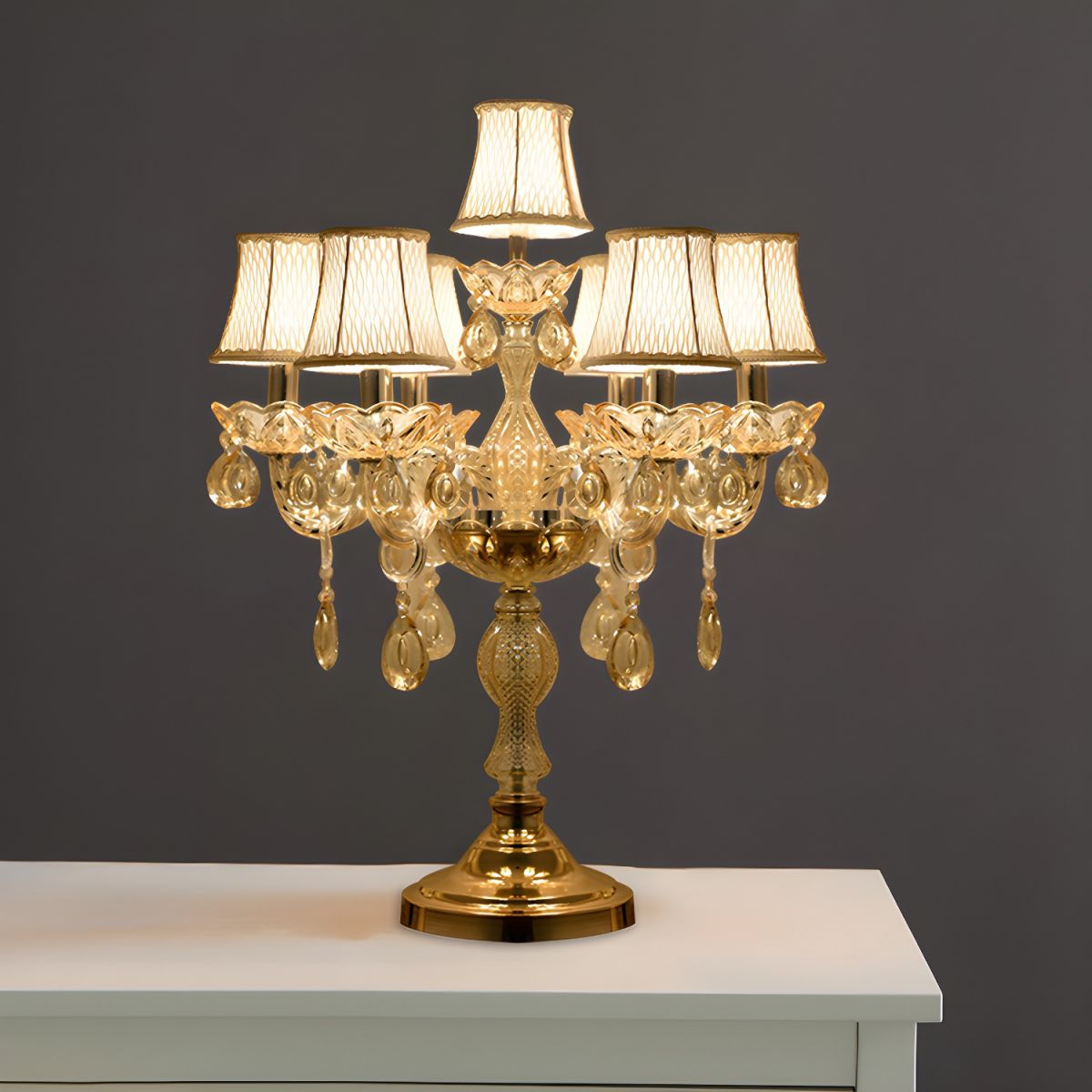 Table Lamp with Crystal Chandelier Traditional Style | Jovira