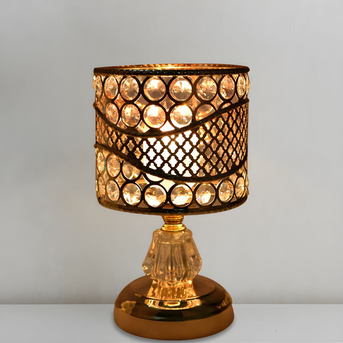 Table Lamp with Crystal Shade Modern Gold Design | Cyrina
