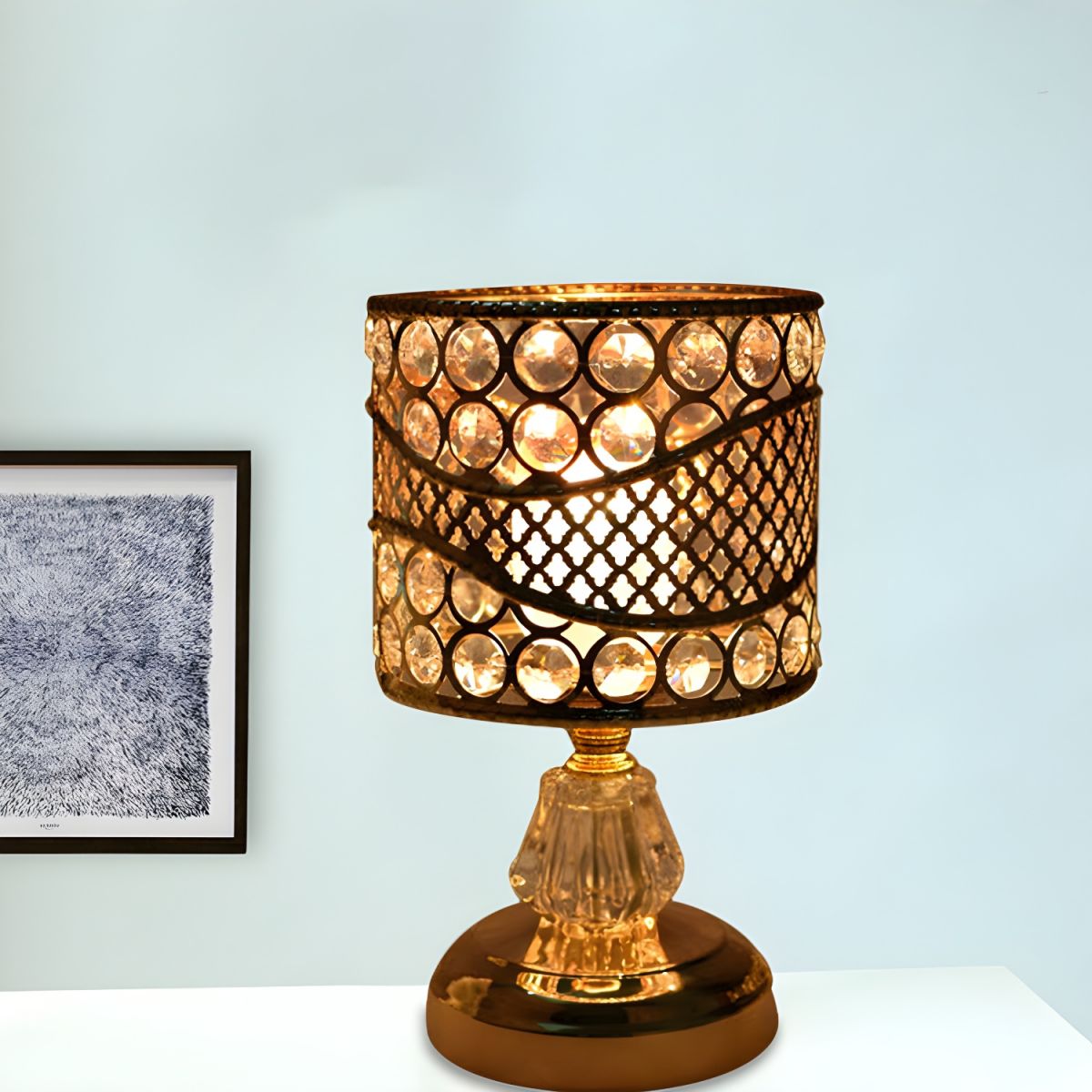 Table Lamp with Crystal Shade Modern Gold Design | Cyrina