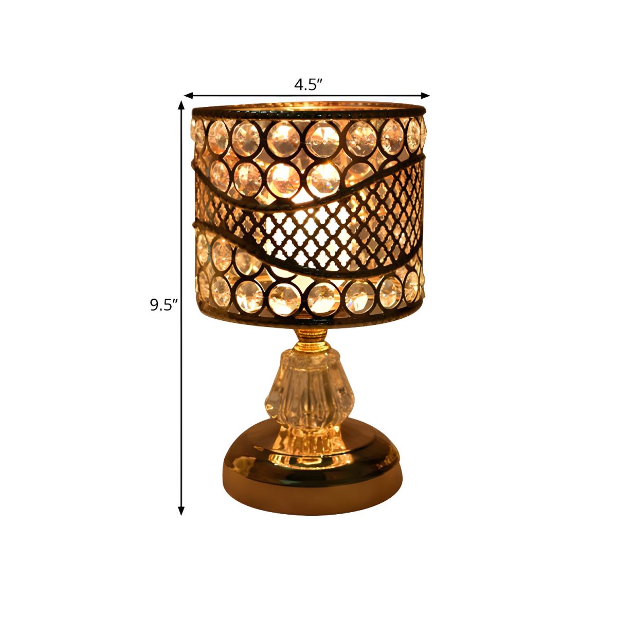 Table Lamp with Crystal Shade Modern Gold Design | Cyrina