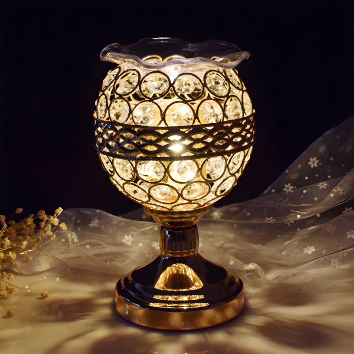 Table Lamp with Crystal Shade Modern Gold Design | Cyrina