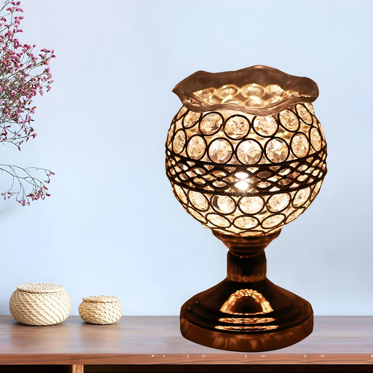 Table Lamp with Crystal Shade Modern Gold Design | Cyrina