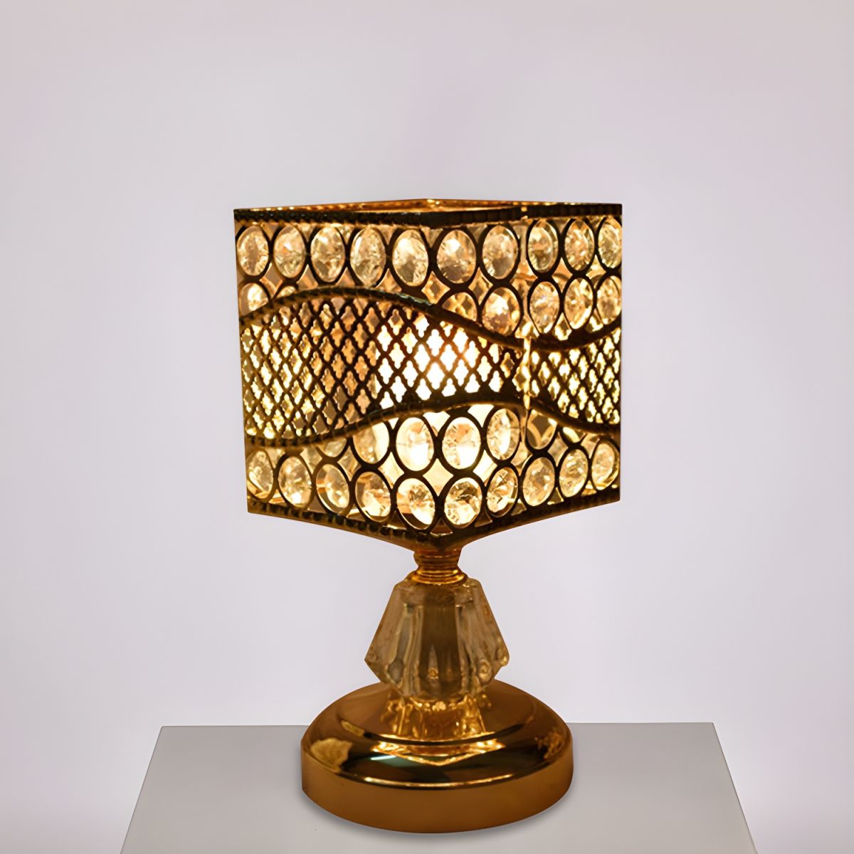 Table Lamp with Crystal Shade Modern Gold Design | Cyrina