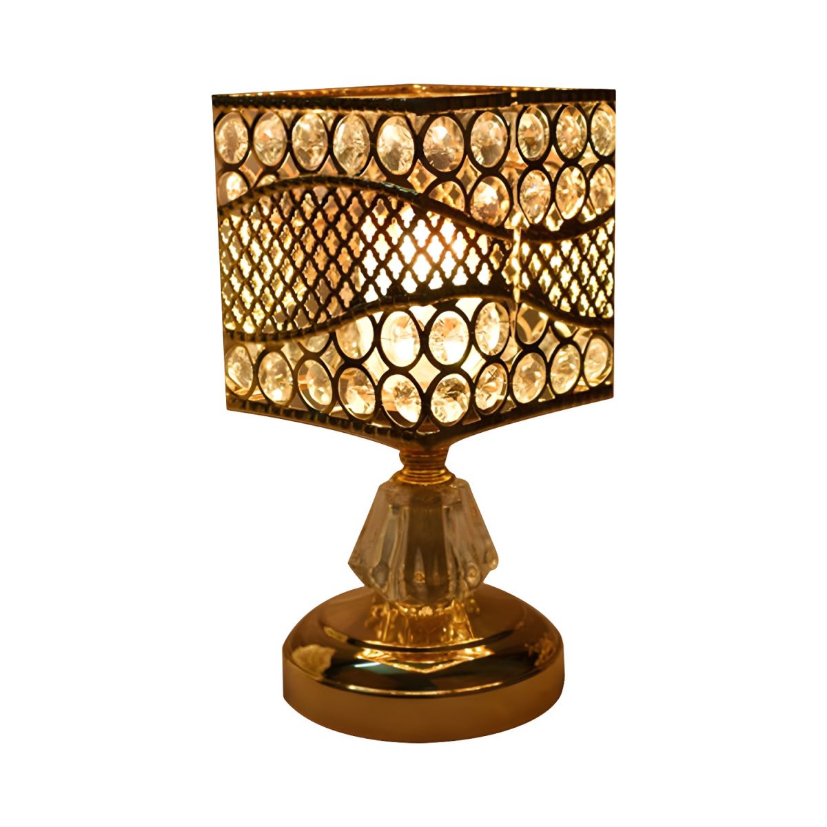 Table Lamp with Crystal Shade Modern Gold Design | Cyrina