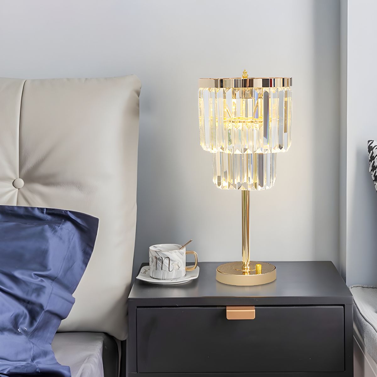 Table Lamp with Crystal Shade Modern Gold Finish | Felora