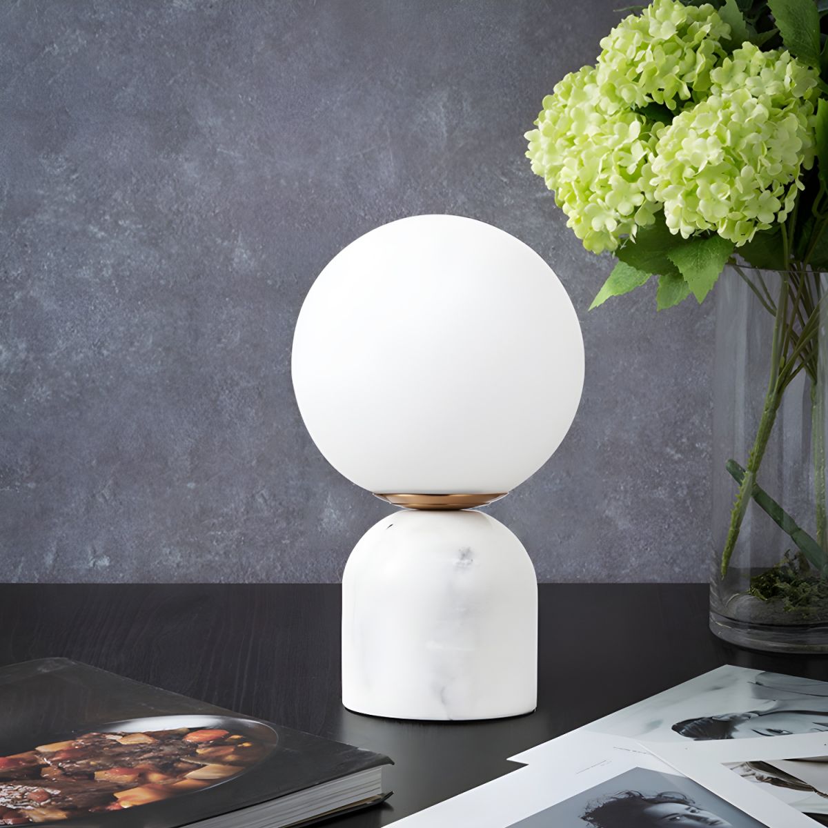 Table Lamp with Dome Marble Base Modern Style | Grivano