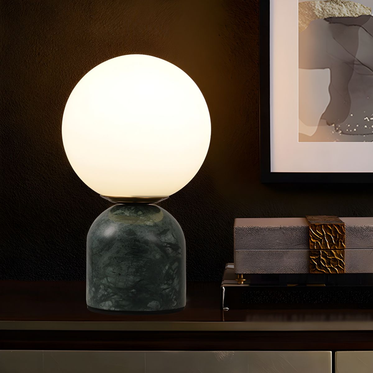 Table Lamp with Dome Marble Base Modern Style | Grivano