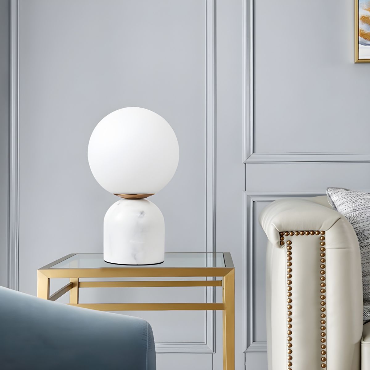Table Lamp with Dome Marble Base Modern Style | Grivano