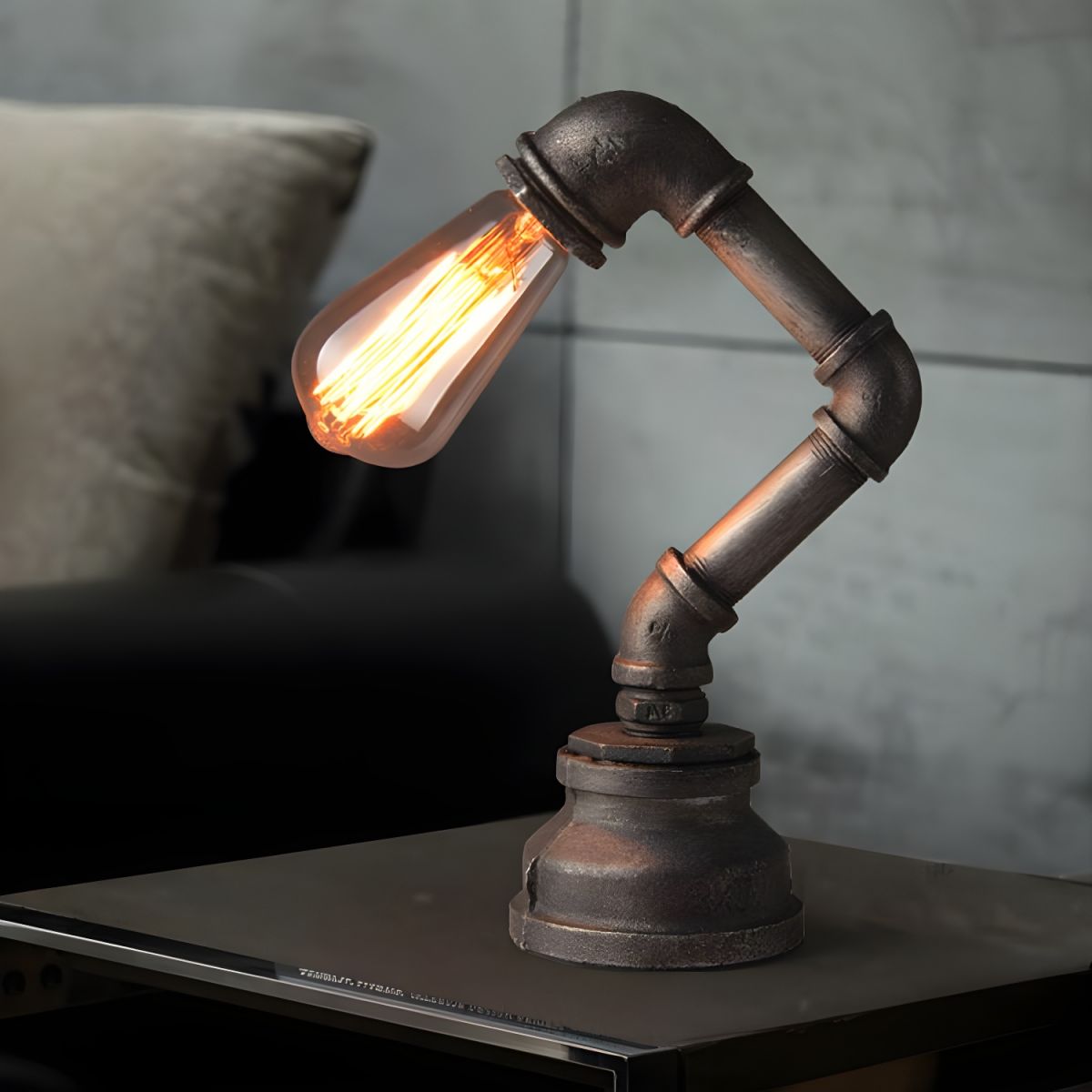 Table Lamp with Exposed Bulb Industrial Bronze | Brivano