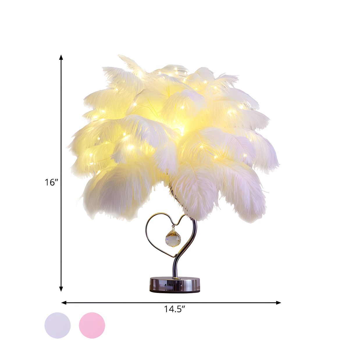 Table Lamp with Feather Shade LED Romantic Style | Kalira