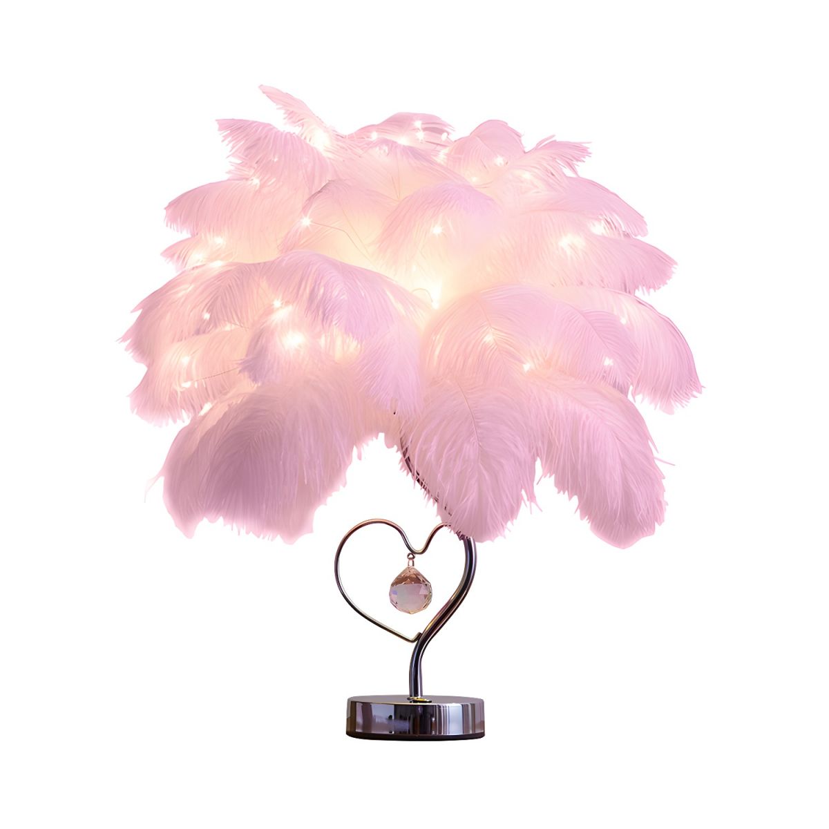 Table Lamp with Feather Shade LED Romantic Style | Kalira