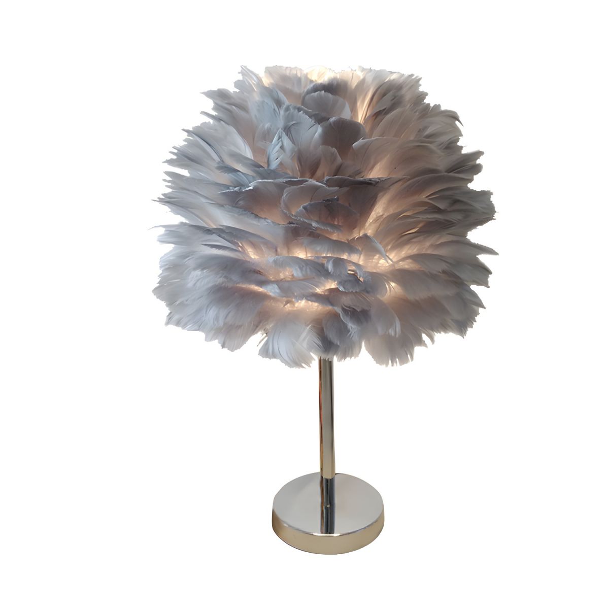Table Lamp with Feather Shade Modern Bedside | Felira