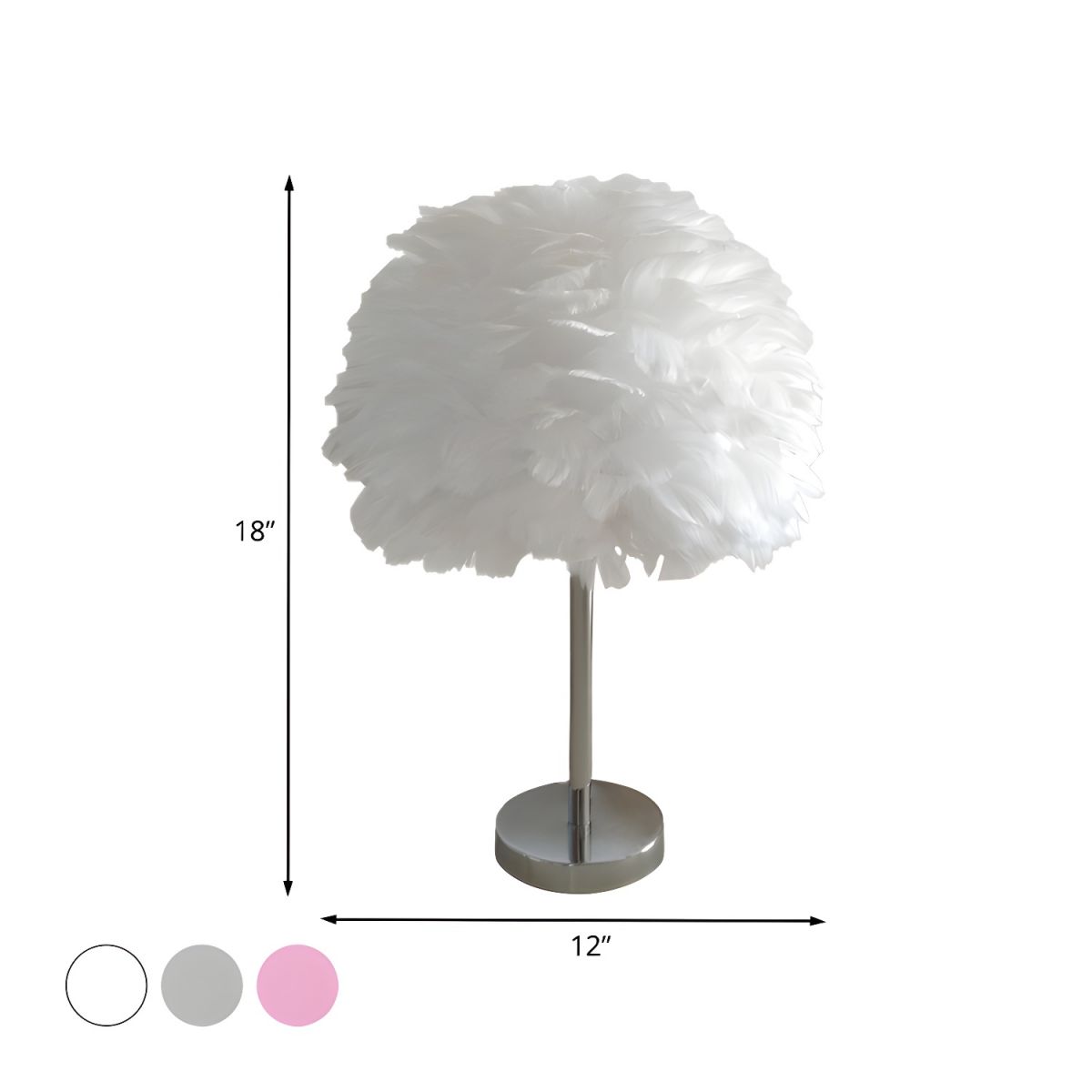 Table Lamp with Feather Shade Modern Bedside | Felira