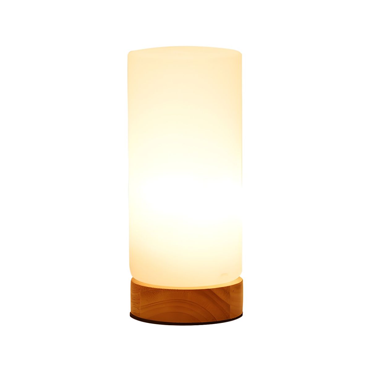 Table Lamp with Glass Cylinder Shade Industrial Wood | Selvion