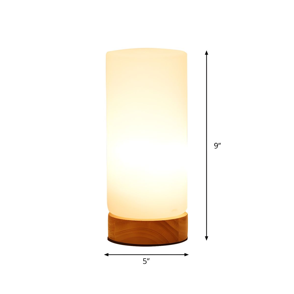 Table Lamp with Glass Cylinder Shade Industrial Wood | Selvion