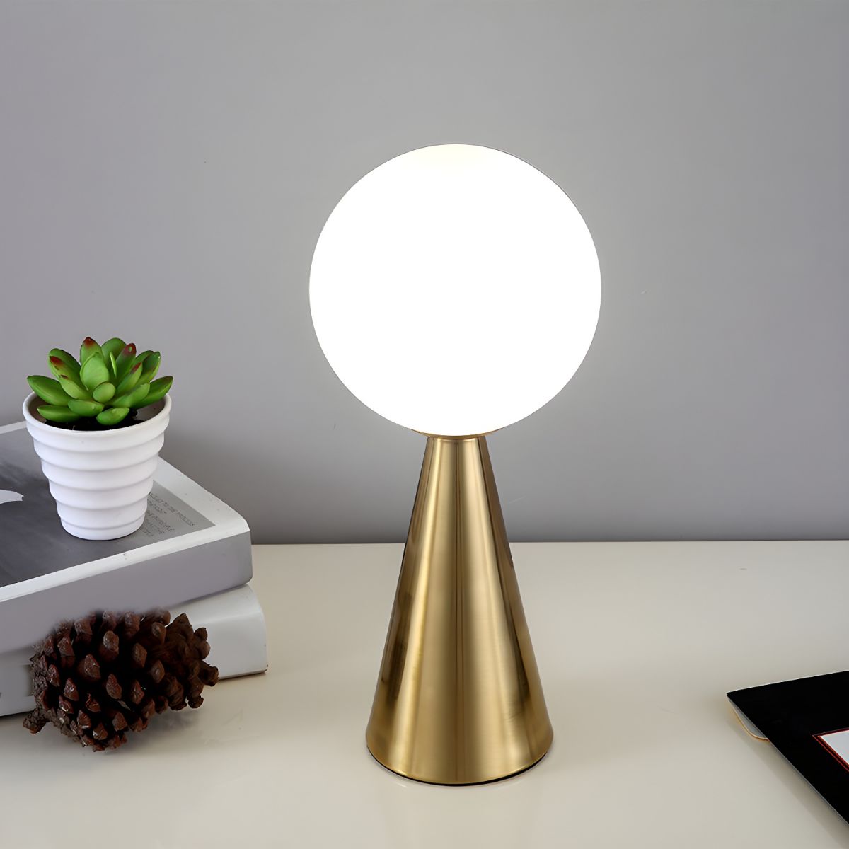 Table Lamp with Glass Globe Postmodern Style | Veliora