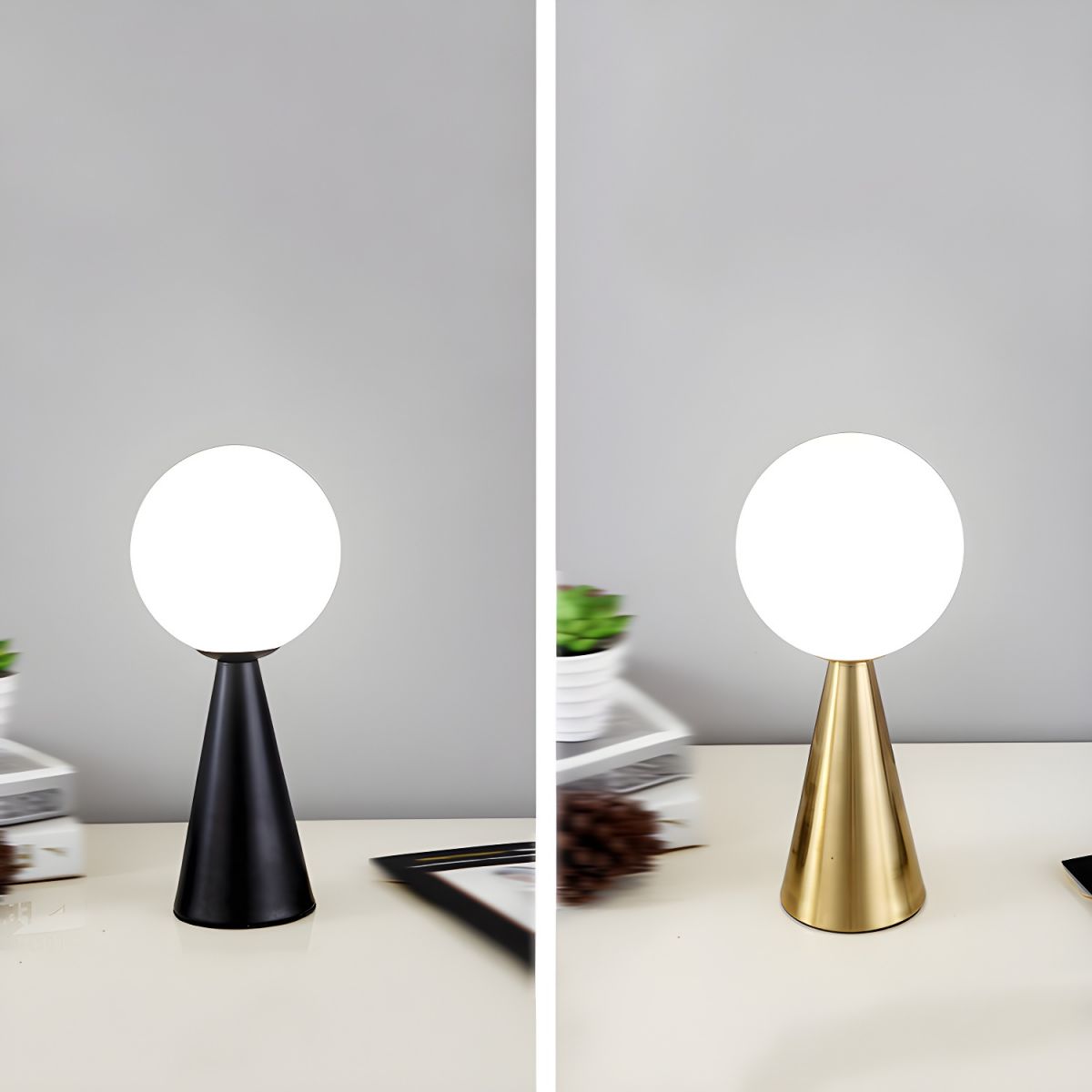 Table Lamp with Glass Globe Postmodern Style | Veliora