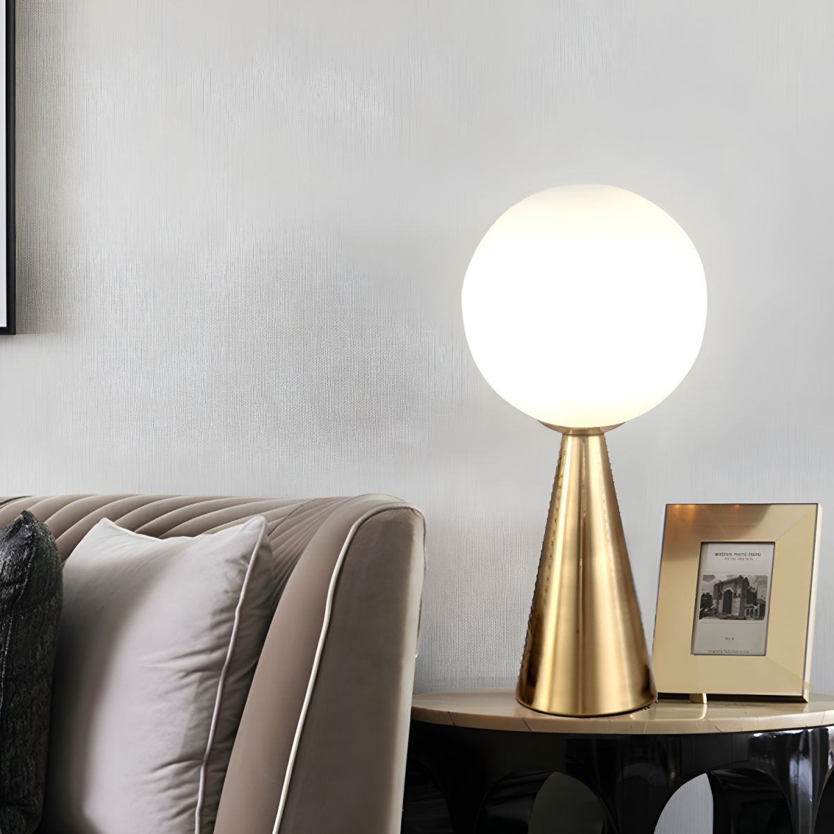 Table Lamp with Glass Globe Postmodern Style | Veliora