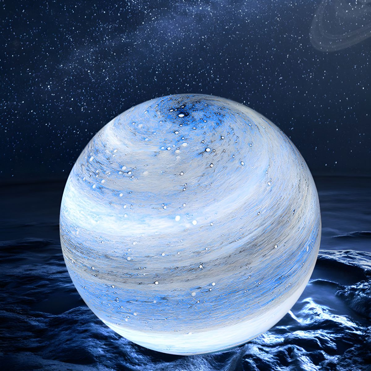 Table Lamp with Glass Moon Globe Modern Design | Zelaro