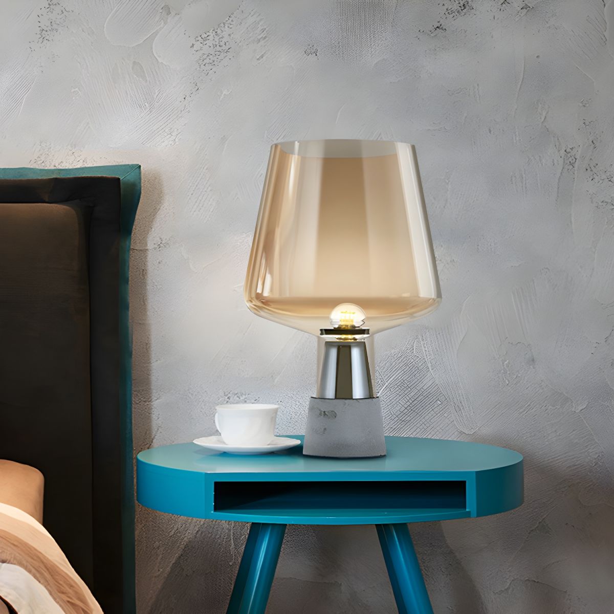 Table Lamp with Glass Shade Modern Bedside | Amvoro