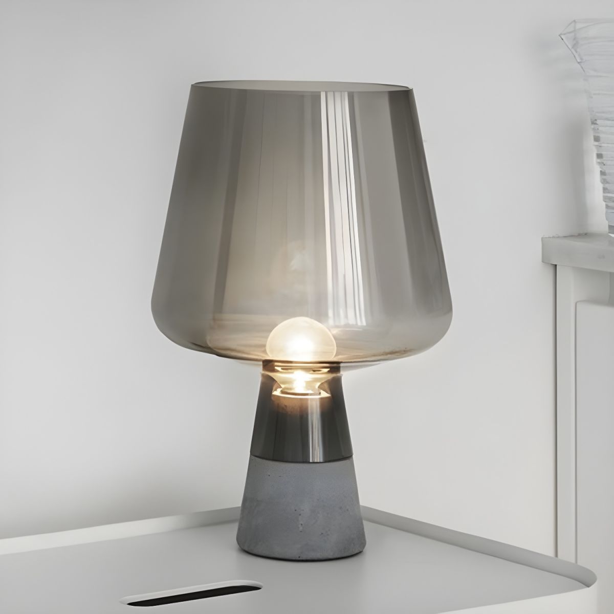 Table Lamp with Glass Shade Modern Bedside | Amvoro