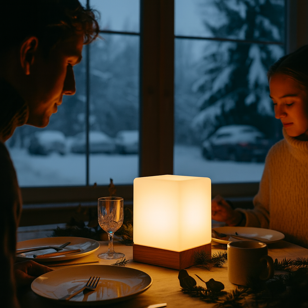 Table Lamp with Glass Square Shade Industrial Design | Selvix